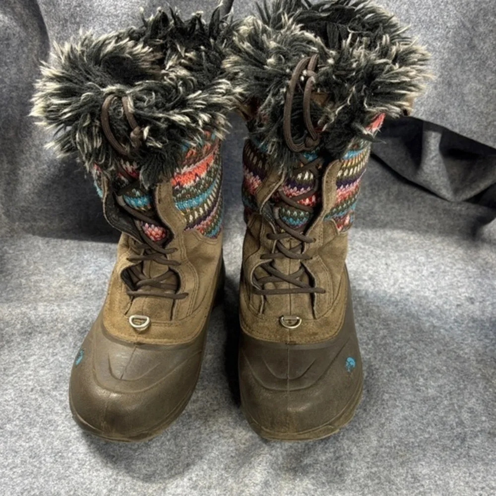 The North Face Shellista II Lace Up Boots Girls 3 Faux Fur Trim Nordic